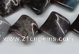 CTW41 15.5 inches 15*15mm twisted diamond moss agate beads