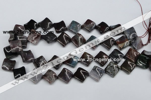 CTW41 15.5 inches 15*15mm twisted diamond moss agate beads