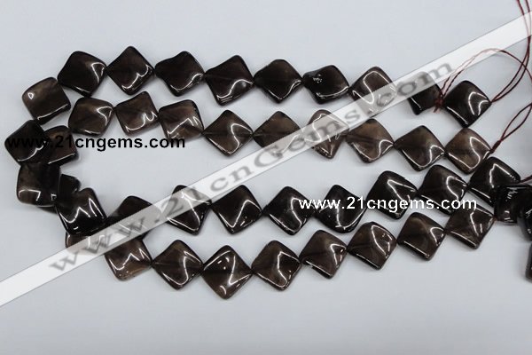 CTW42 15.5 inches 15*15mm twisted diamond smoky quartz beads