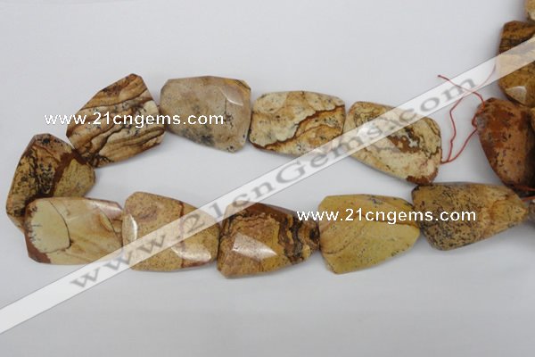 CTW425 15.5 inches 32*42mm faceted & twisted picture jasper beads