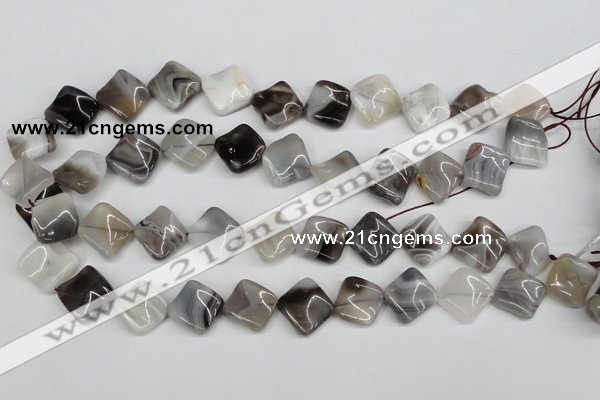 CTW43 15.5 inches 15*15mm twisted diamond botswana agate beads