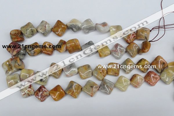 CTW44 15.5 inches 15*15mm twisted diamond crazy lace agate beads