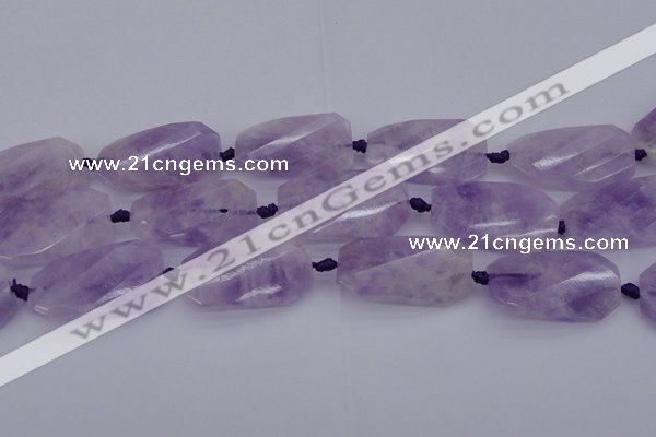 CTW452 20*38mm faceted & twisted rectangle lavender amethyst beads