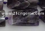 CTW453 20*38mm faceted & twisted rectangle dogtooth amethyst beads