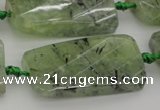 CTW454 20*38mm faceted & twisted rectangle green rutilated quartz beads