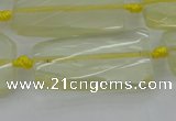 CTW455 20*38mm faceted & twisted rectangle lemon quartz beads