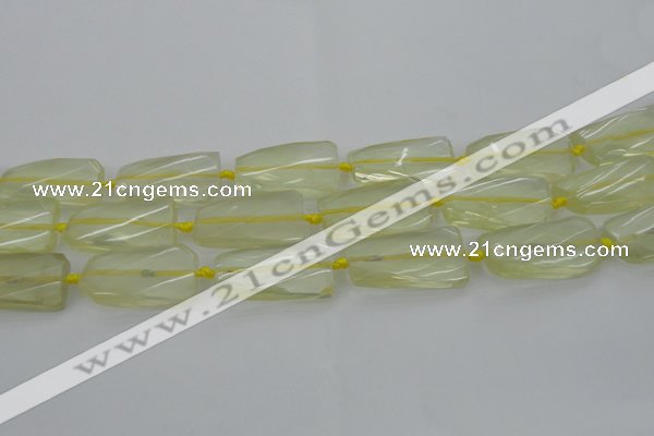 CTW455 20*38mm faceted & twisted rectangle lemon quartz beads