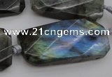 CTW457 20*38mm faceted & twisted rectangle labradorite beads