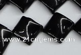 CTW46 15.5 inches 15*15mm twisted diamond black agate beads