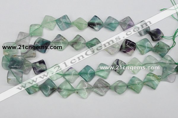 CTW47 15.5 inches 15*15mm twisted diamond fluorite beads