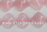 CTW48 15.5 inches 15*15mm twisted diamond rose quartz beads