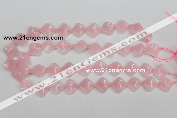 CTW48 15.5 inches 15*15mm twisted diamond rose quartz beads