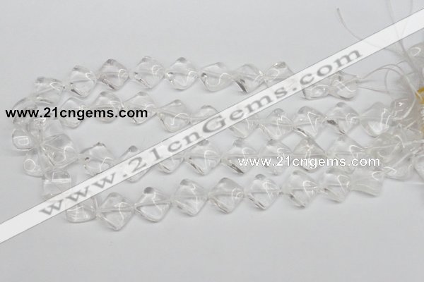 CTW49 15.5 inches 15*15mm twisted diamond white crystal beads