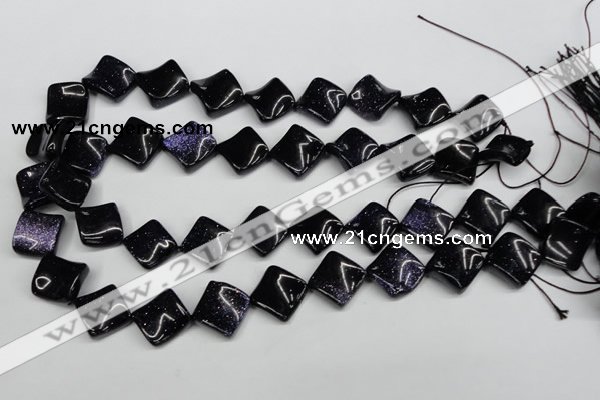 CTW50 15.5 inches 15*15mm twisted diamond blue goldstone beads