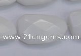 CTW507 15.5 inches 20*30mm faceted & twisted white porcelain beads