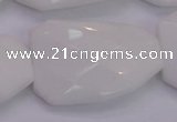 CTW515 15.5 inches 30*40mm faceted & twisted white porcelain beads