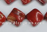 CTW52 15.5 inches 15*15mm twisted diamond red jasper beads