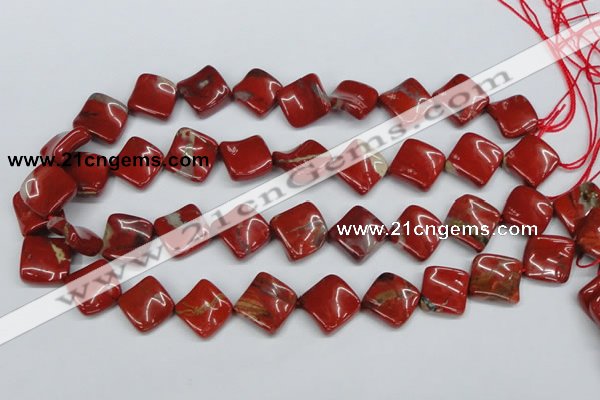 CTW52 15.5 inches 15*15mm twisted diamond red jasper beads