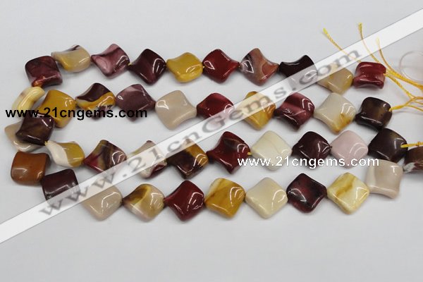 CTW54 15.5 inches 15*15mm twisted diamond mookaite beads