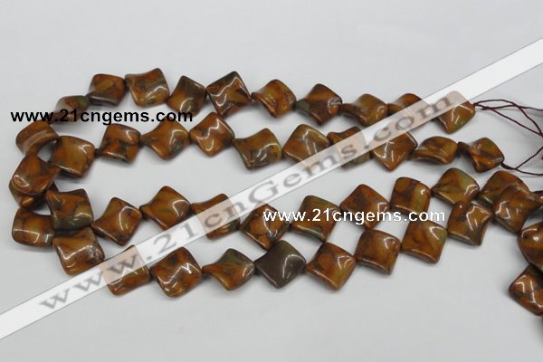 CTW55 15.5 inches 15*15mm twisted diamond jasper gemstone beads