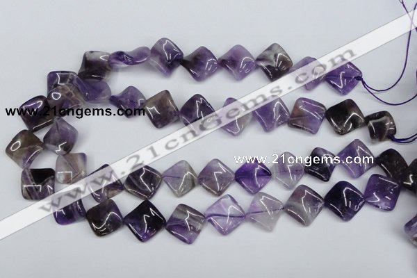 CTW56 15.5 inches 15*15mm twisted diamond amethyst gemstone beads