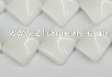 CTW57 15.5 inches 15*15mm twisted diamond white agate beads