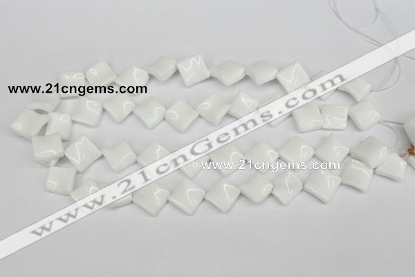 CTW57 15.5 inches 15*15mm twisted diamond white agate beads