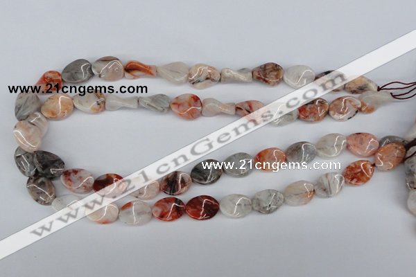 CTW60 15.5 inches 12*16mm twisted oval agate gemstone beads