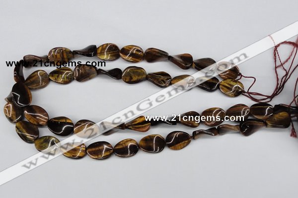 CTW63 15.5 inches 13*18mm twisted oval yellow tiger eye beads