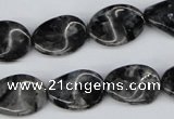 CTW64 15.5 inches 13*18mm twisted oval black labradorite beads