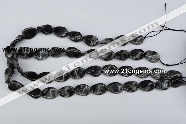 CTW64 15.5 inches 13*18mm twisted oval black labradorite beads