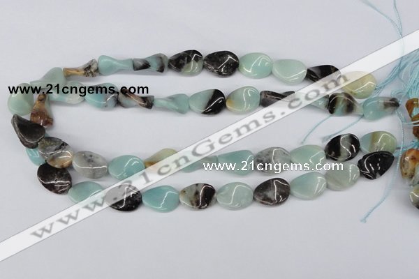 CTW65 15.5 inches 13*18mm twisted oval amazonite gemstone beads