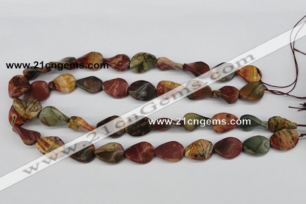 CTW71 15.5 inches 15*20mm twisted oval picasso jasper beads