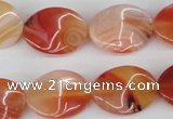 CTW73 15.5 inches 15*20mm twisted oval agate gemstone beads