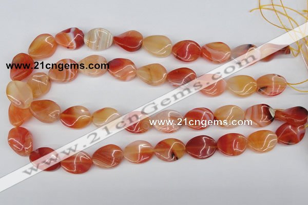 CTW73 15.5 inches 15*20mm twisted oval agate gemstone beads