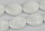 CTW76 15.5 inches 15*20mm twisted oval white agate gemstone beads