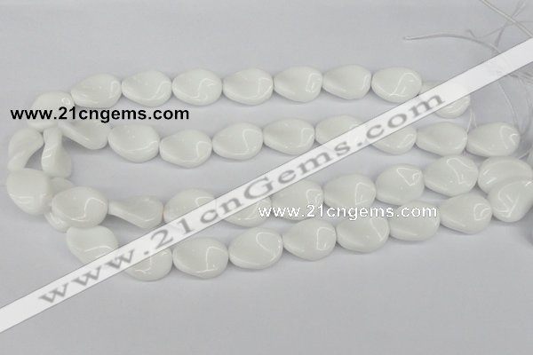 CTW76 15.5 inches 15*20mm twisted oval white agate gemstone beads