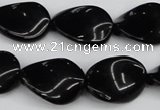 CTW77 15.5 inches 15*20mm twisted oval black agate gemstone beads