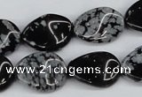 CTW78 15.5 inches 15*20mm twisted oval snowflake obsidian beads