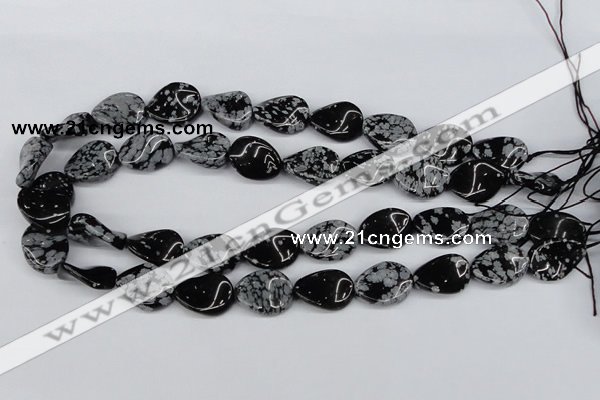 CTW78 15.5 inches 15*20mm twisted oval snowflake obsidian beads