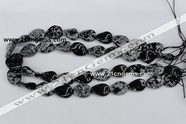CTW78 15.5 inches 15*20mm twisted oval snowflake obsidian beads