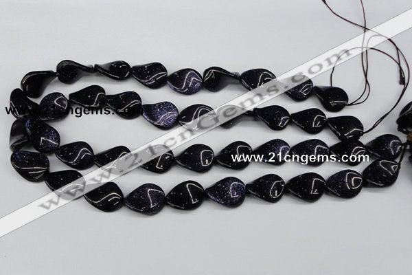 CTW79 15.5 inches 15*20mm twisted oval blue goldstone beads