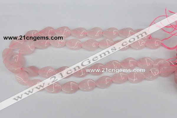 CTW80 15.5 inches 15*20mm twisted oval rose quartz beads