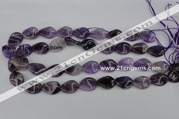 CTW83 15.5 inches 15*20mm twisted oval amethyst gemstone beads