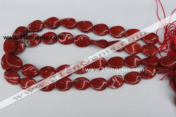 CTW85 15.5 inches 15*20mm twisted oval red jasper gemstone beads