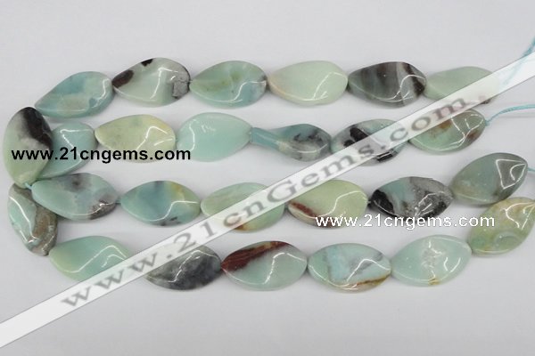 CTW91 15.5 inches 18*30mm twisted oval amazonite gemstone beads