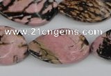 CTW95 15.5 inches 18*30mm twisted oval rhodonite gemstone beads