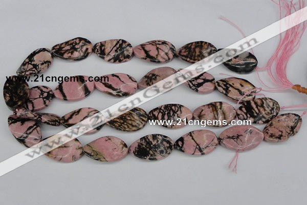 CTW95 15.5 inches 18*30mm twisted oval rhodonite gemstone beads