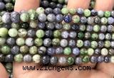 CTZ542 15 inches 6mm round tanzanite & tsavorite beads