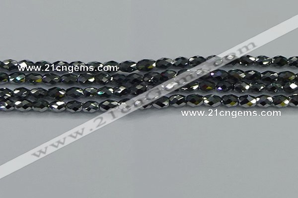 CTZ647 15.5 inches 6*9mm faceted rice terahertz beads wholesale